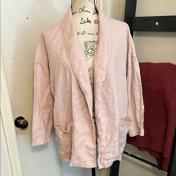 Eileen Fisher Pink Organic Linen Jacket Minimalist Modern Work Event Office - Picture 1 of 9